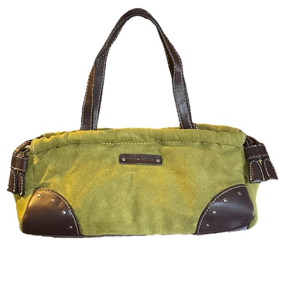 Tommy Hilfiger Vintage Green Suede Cinch Purse - Picture 2 of 13